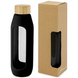 Obrázky: Skleněná láhev 600 ml se silikon. obalem, černá