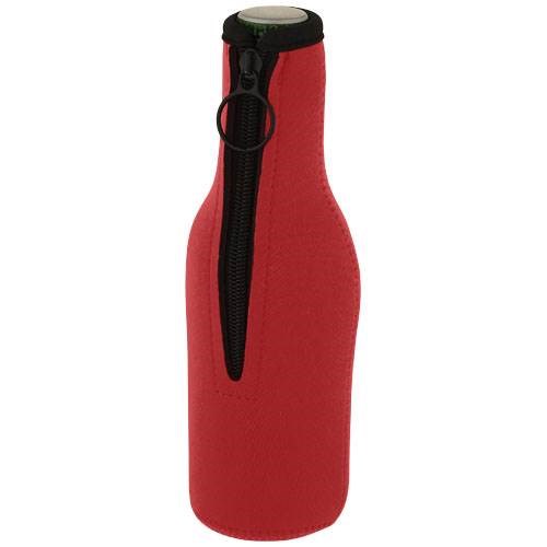 Obrázky: Červený obal na láhev z recykl. neoprenu se zipem