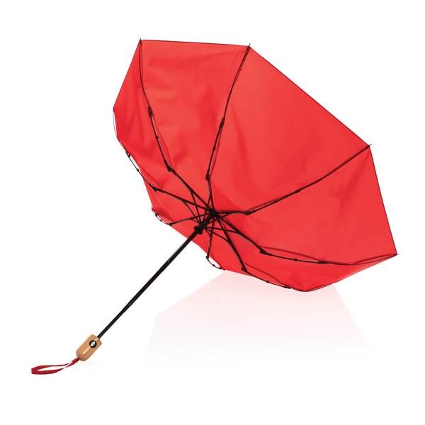 Obrázky: Červený deštník rPET, zcela automat., bambus. rukojeť, Obrázek 3