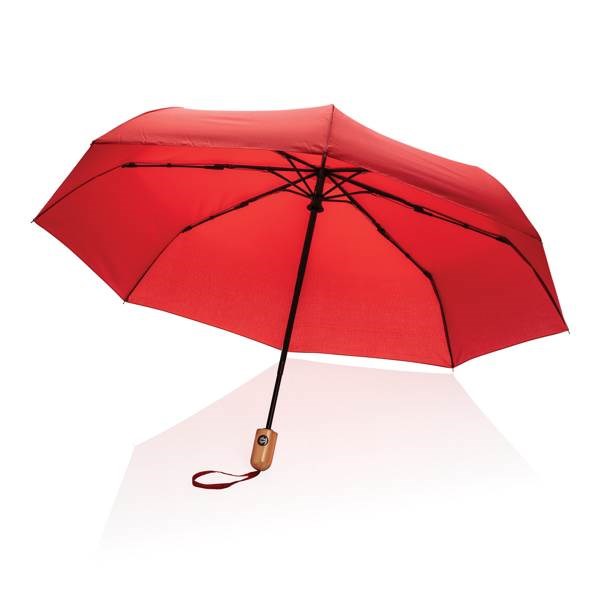 Obrázky: Červený deštník rPET, zcela automat., bambus. rukojeť, Obrázek 7