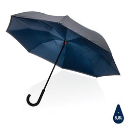 Obrázky: Modrý reverzní deštník ze 190T rPET, manuální