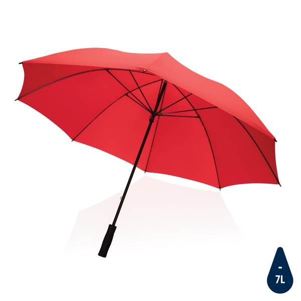Obrázky: Červený větru odolný rPET deštník, manuální