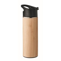 Obrázky: Bambusová dvoustěnná láhev, 450 ml, hnědá