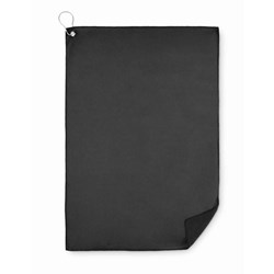 Obrázky: Černý golfový RPET ručník s háčkem