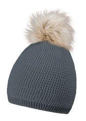 Zobrazit detaily pro Šedá akryl. pletená zimní čepice s velkou bambulí Obrázky: Šedá akryl. pletená zimní čepice s velkou bambulí