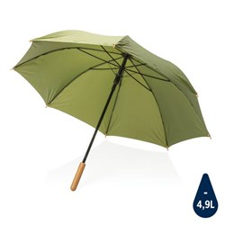 Obrázky: Zelený rPET automatický deštník, madlo bambus