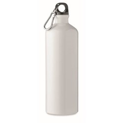 Obrázky: Bílá jednostěnná hliníková láhev s karabinou 1 l
