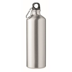 Obrázky: Stříbrná jednostěnná hliníková láhev s karabinou 1l