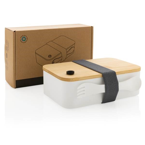 Obrázky: Bílá krabička na jídlo z RCS plastu, bambus. víko, Obrázek 10