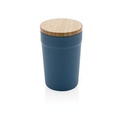 Obrázky: Modrý termohrnek z RPP s bambusovým víčkem, 300ml