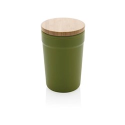 Obrázky: Zelený termohrnek z RPP s bambusovým víčkem, 300ml