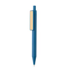 Obrázky: Modré pero z recykl. plastu GRS RABS, bambus. klip