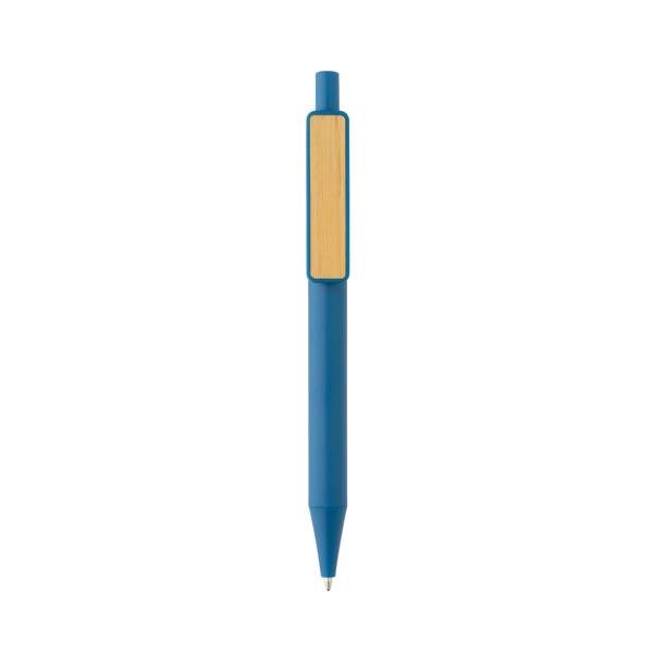 Obrázky: Modré pero z recykl. plastu GRS RABS, bambus. klip, Obrázek 2