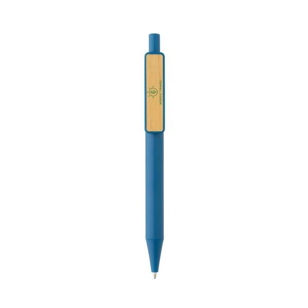 Obrázky: Modré pero z recykl. plastu GRS RABS, bambus. klip, Obrázek 4