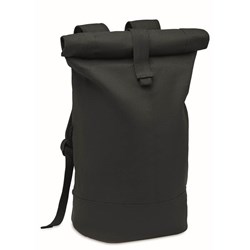 Obrázky: Černý rolltop batoh z praného plátna