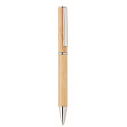 Obrázky: Bambusové kuličkové otočné pero, modrá n.
