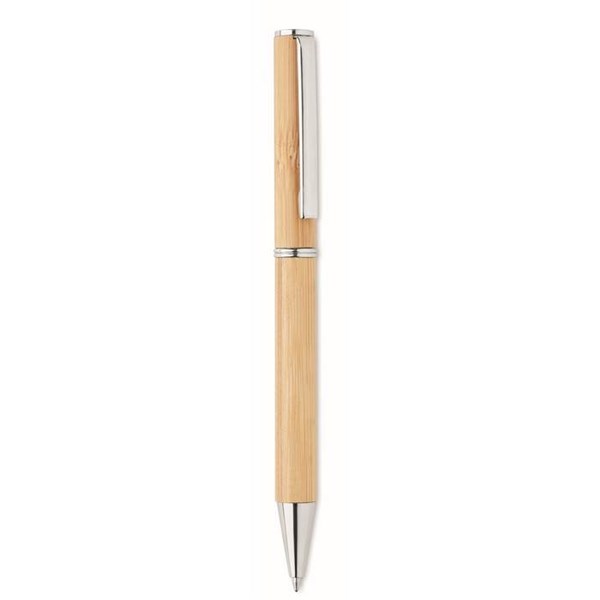 Obrázky: Bambusové kuličkové otočné pero, modrá n.