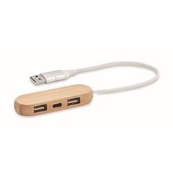 Obrázky: Tříportový USB bambusový rozbočovač