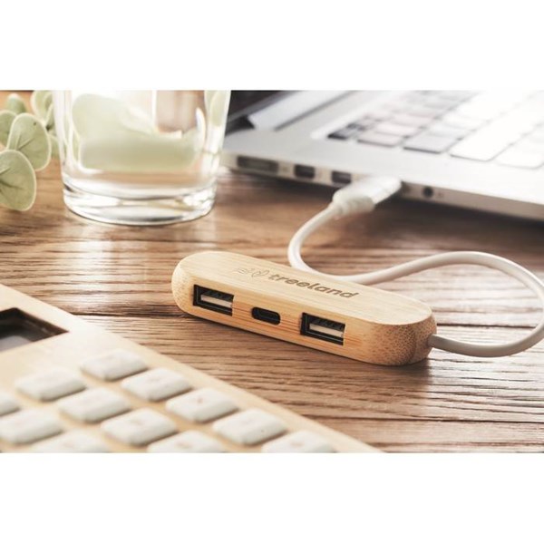 Obrázky: Tříportový USB bambusový rozbočovač, Obrázek 3
