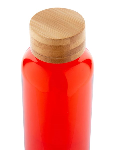Obrázky: Červená láhev na vodu 500ml s bambus. víčkem, Obrázek 4