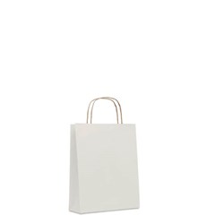 Obrázky: Papírová taška (recyklo) bílá 18x8x21cm, kroucená držadla