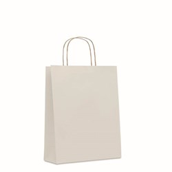Obrázky: Papírová taška (recyklo) bílá 25x11x32cm, kroucená držadla