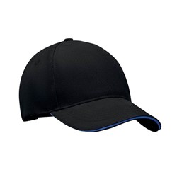 Obrázky: Černo modrá pětipanelová čepice z keprové bavlny