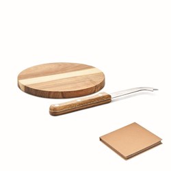 Obrázky: Akáciové prkénko na sýr a nůž z nerezové oceli