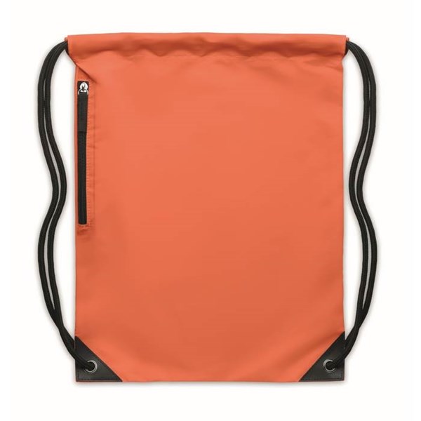 Obrázky: Oranžový lesklý stahovací batoh s boční kapsou, Obrázek 2