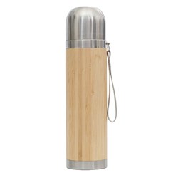 Zobrazit detaily pro Nerez termoska 0,5l, s bambus. povrchem a poutkem Obrázky: Nerez termoska 0,5l, s bambus. povrchem a poutkem