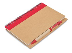 Obrázky: Spirálový poznámkový blok B6, recyklo pero, červená