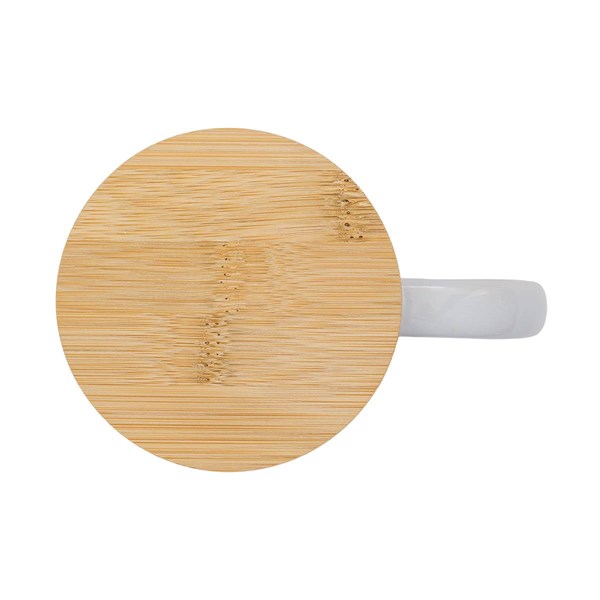 Obrázky: Bílý keramický hrnek 330 ml s bambusovým víčkem, Obrázek 3