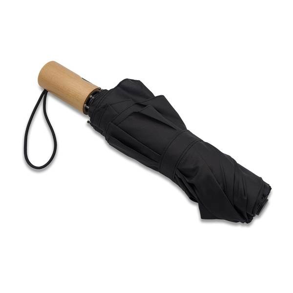 Obrázky: Černý automatický deštník s dřevěnou rukojetí, Obrázek 4