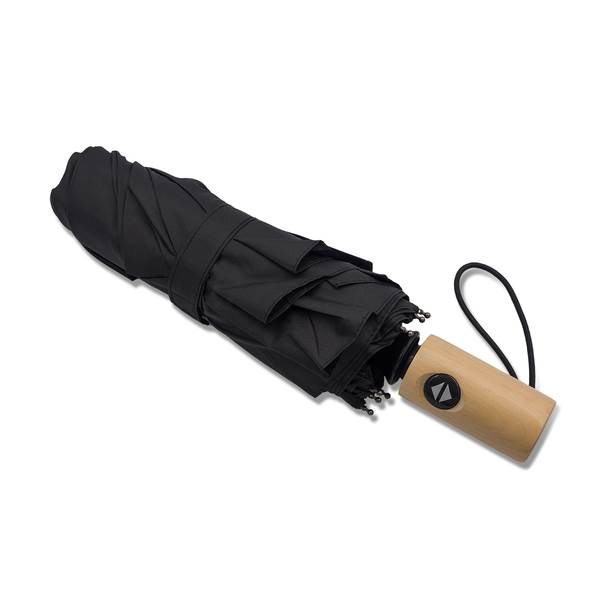 Obrázky: Černý automatický deštník s dřevěnou rukojetí, Obrázek 6