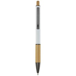 Obrázky: Bílé kuličkové pero - recykl. hliník/bambus, MN