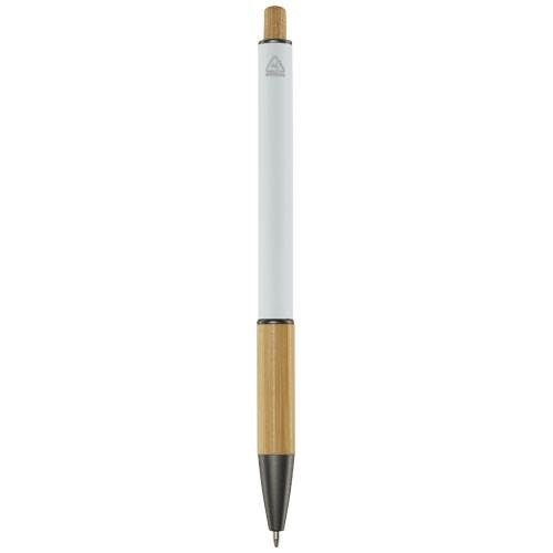 Obrázky: Bílé kuličkové pero - recykl. hliník/bambus, MN, Obrázek 2