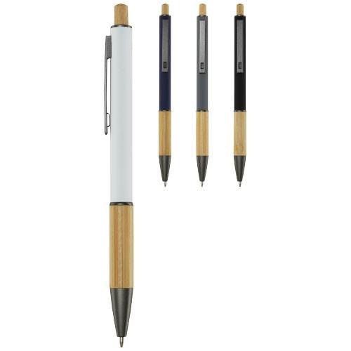 Obrázky: Bílé kuličkové pero - recykl. hliník/bambus, MN, Obrázek 3