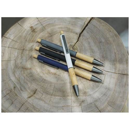 Obrázky: Bílé kuličkové pero - recykl. hliník/bambus, MN, Obrázek 4