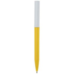 Obrázky: Žluté kuličkové pero, bílý klip, rec. plast, ČN