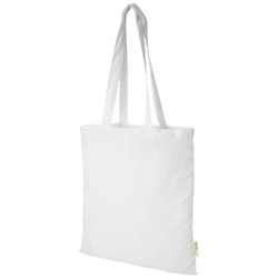 Obrázky: Bílá 100g nákupní taška z bavlny, certif. GOTS