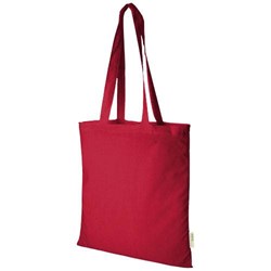Obrázky: Červená 100g nákupní taška z bavlny, certif. GOTS