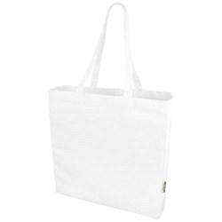 Obrázky: Bílá recykl. nákupní taška 220g, dlouhé držadla