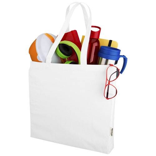 Obrázky: Bílá recykl. nákupní taška 220g, dlouhé držadla, Obrázek 3