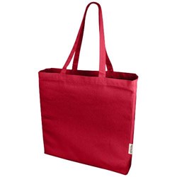 Obrázky: Červená recykl. nákupní taška 220g, dlouhé držadla