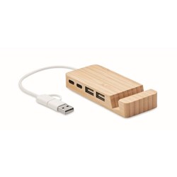Zobrazit detaily pro Čtyřportový bambusový USB rozbočovač Obrázky: Čtyřportový bambusový USB rozbočovač