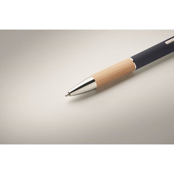 Obrázky: Hliníkové pero s bambusovým úchopem, modrá, MN, Obrázek 3