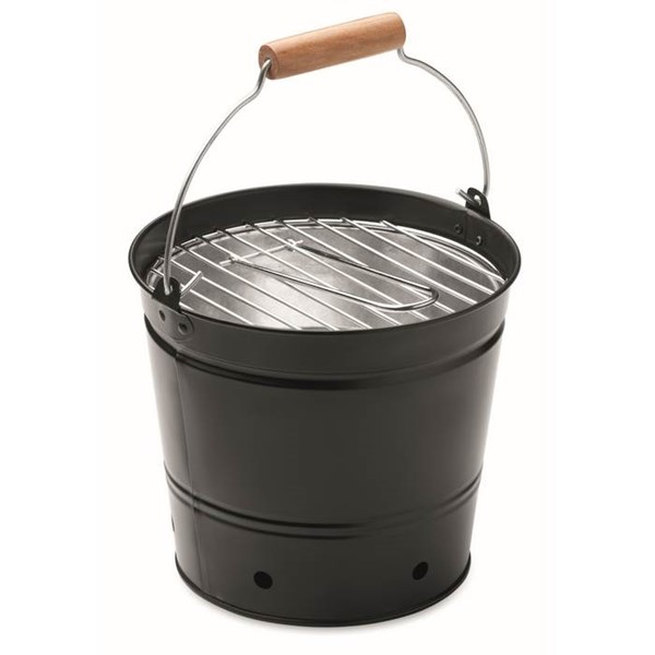 Obrázky: Přenosný grilovací kbelík s dřevěnou rukojetí