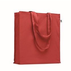 Obrázky: Červená nákupní taška 220g, bio BA, dl. držadla