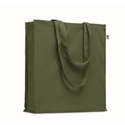 Obrázky: Tm. zelená nákupní taška 220g, bio BA, dl. držadla