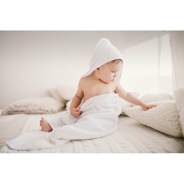 Obrázky: Bílá bavlněná dětská osuška s kapucí, Obrázek 5